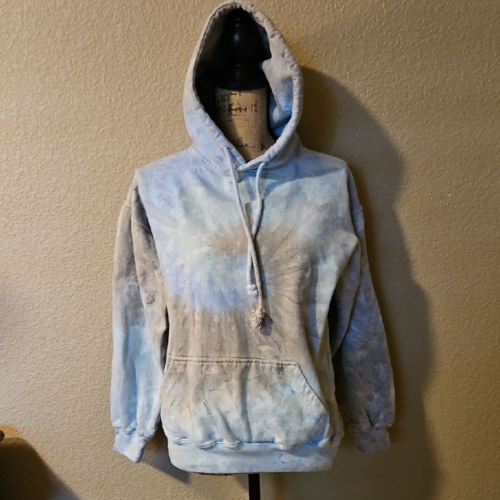 Blue and Gray Pullover Sweater with Hood